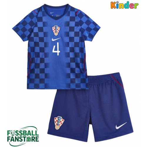 Kroatien Josko Gvardiol #4 Replik Auswärtstrikot Kinder WM 2026 Kurzarm (+ Kurze Hosen)